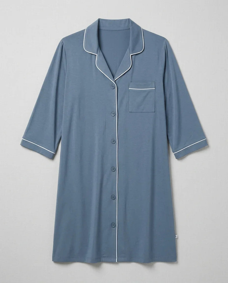 Camisón de maternidad y lactancia de bambú de color liso