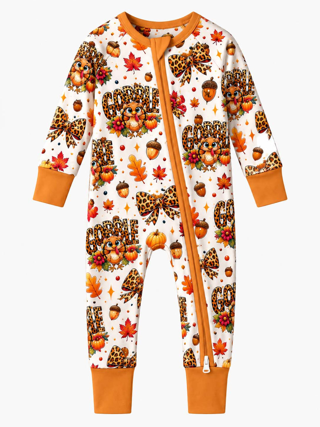 Leopard Print Gobble Turkey Bamboo Convertible Zippy