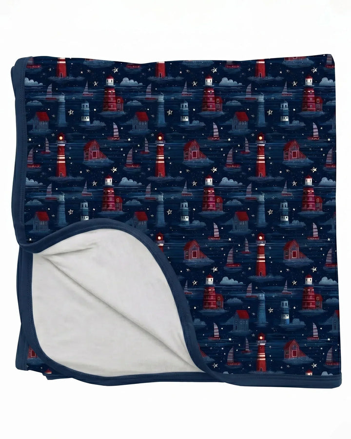 Lighthouse Starry Night Bamboo Blanket