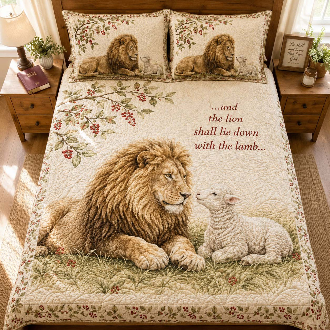 Lion and Lamb Promise Bamboo Quilt Bedding Set