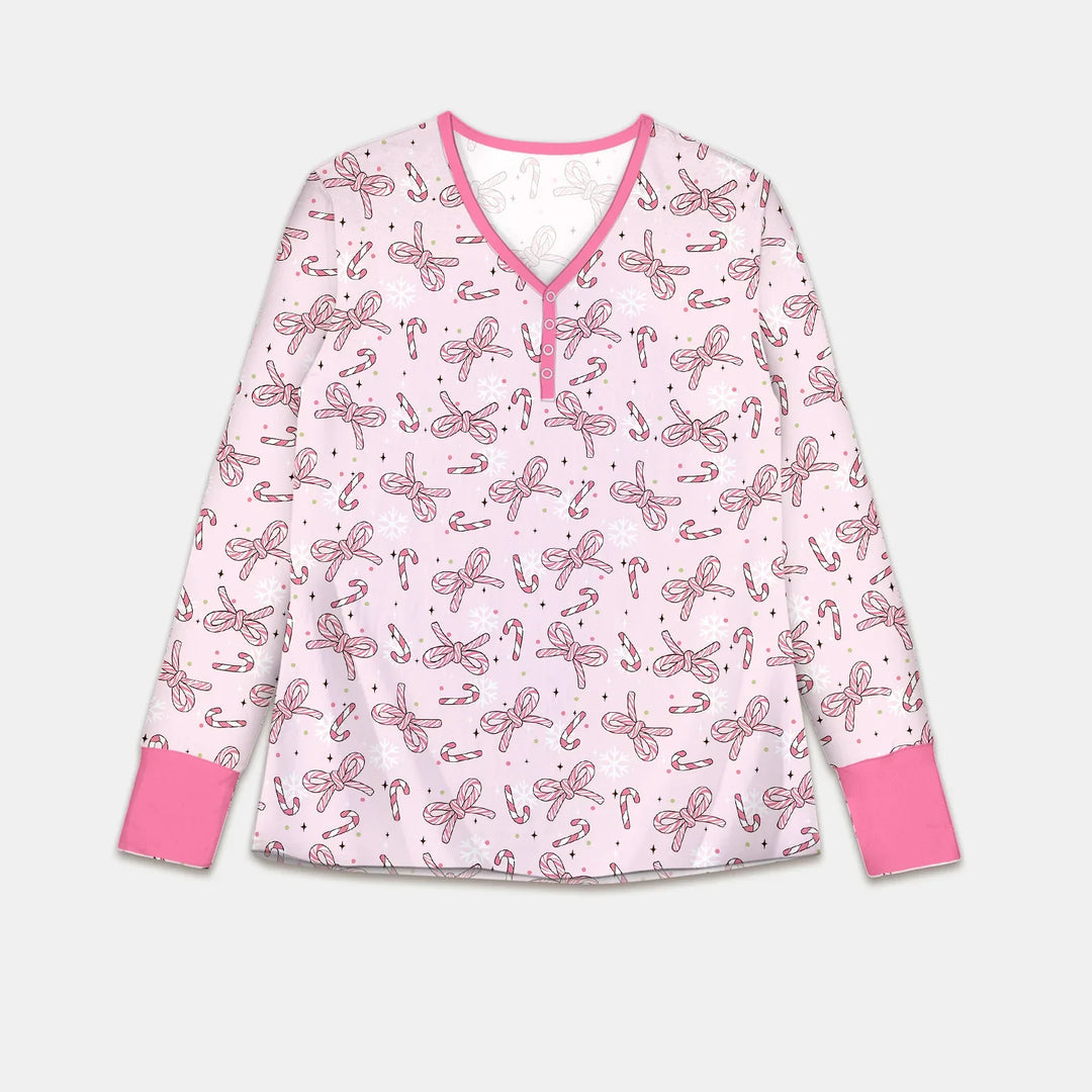 Pink Candy Bows Women Pajama Set