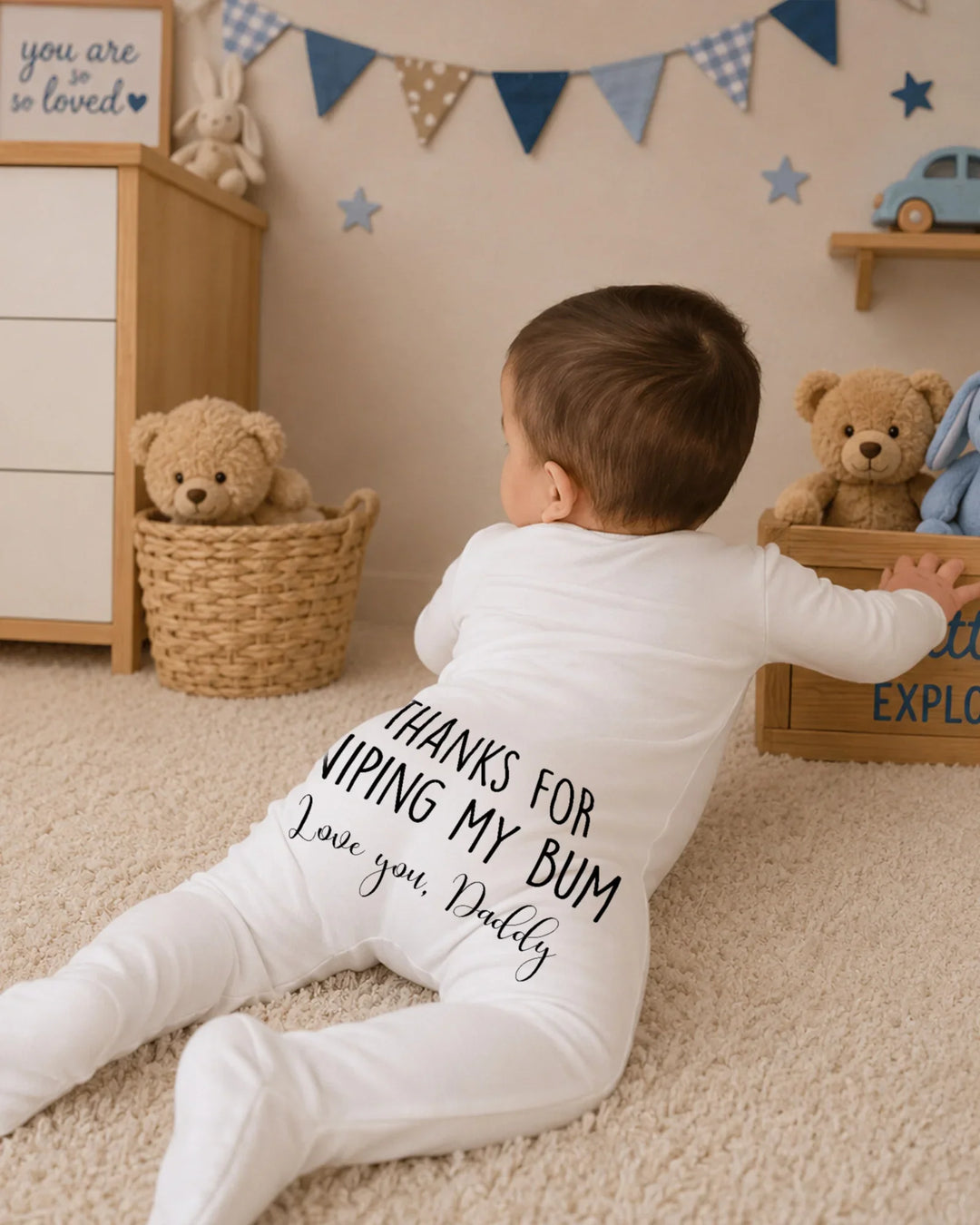 Gerippte Babykleidung mit individuellem Foto - Weich &amp; Skizzenhaft
