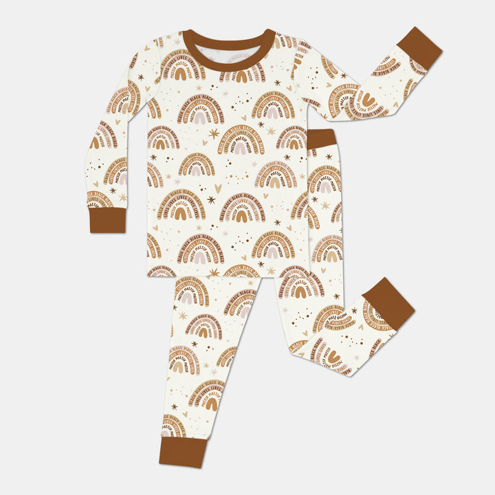 Back Lives Matter Rainbow Two Piece Long Sleeve Pajama Set