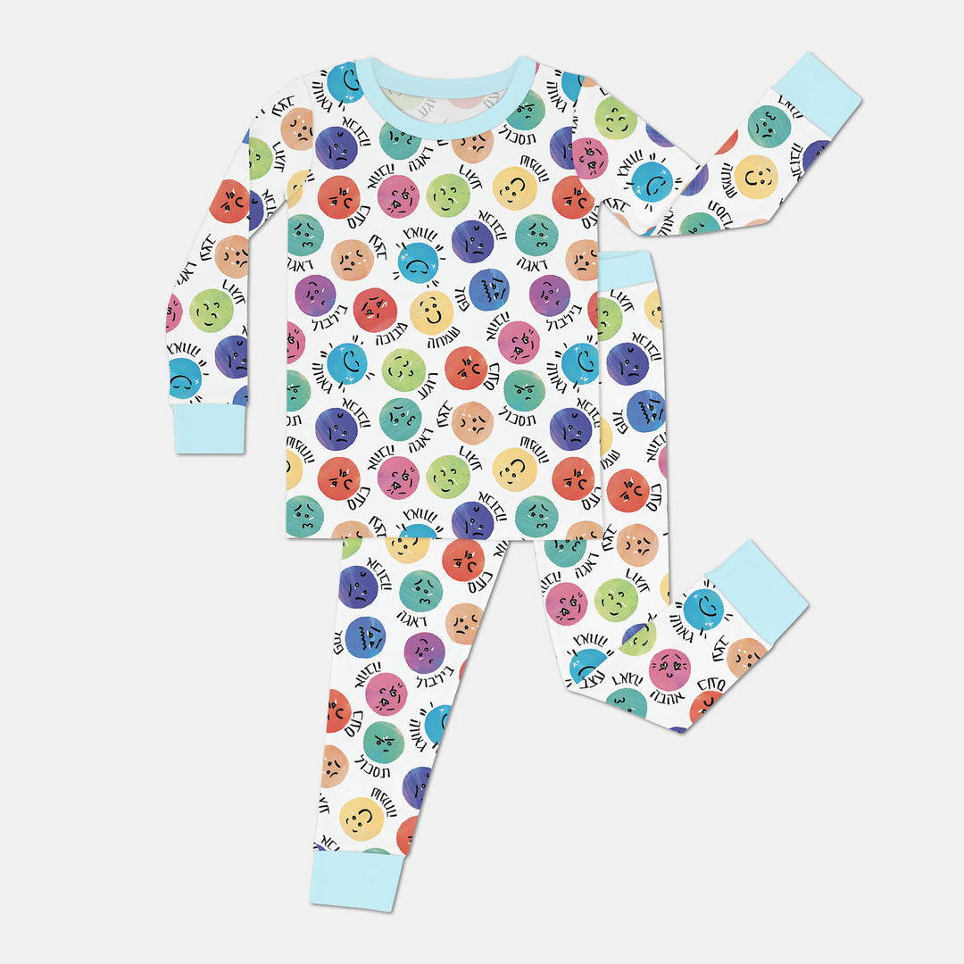 My Emotions Hebrew Two Piece Long Sleeve Pajama Set