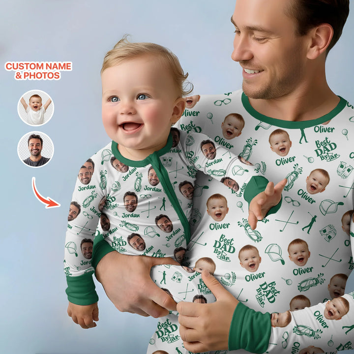Custom Photo Best Dad By Par Bamboo Men's Pajama Set