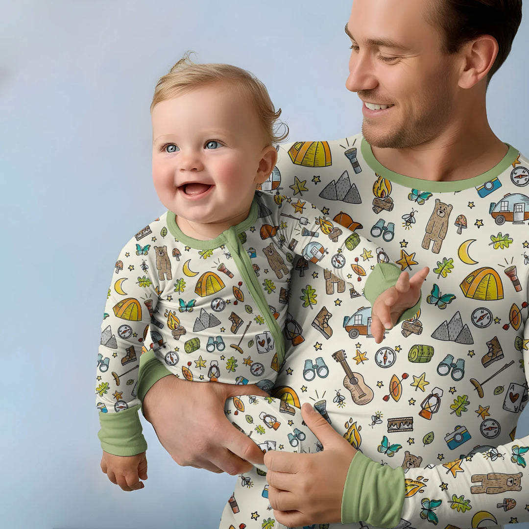 Pijama de Bambú para Hombre Love Camping a Juego Familiar