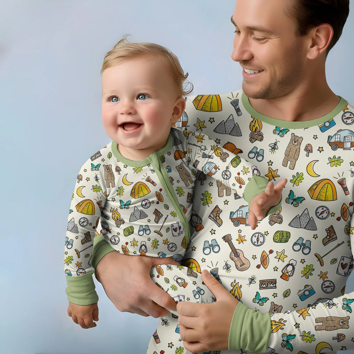 Pijama de Bambú para Hombre Love Camping a Juego Familiar