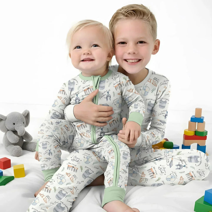 Zweiteiliges Langarm-Pyjama-Set mit Sommerfrüchten