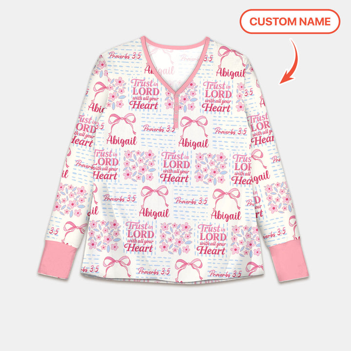 Trust The Lord With All Your Heart Custom Name Women Pajama Set