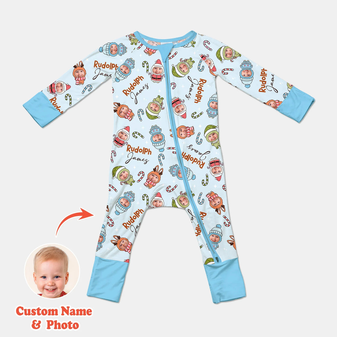 Custom Baby Photo Christmas Bear Convertible Zippy