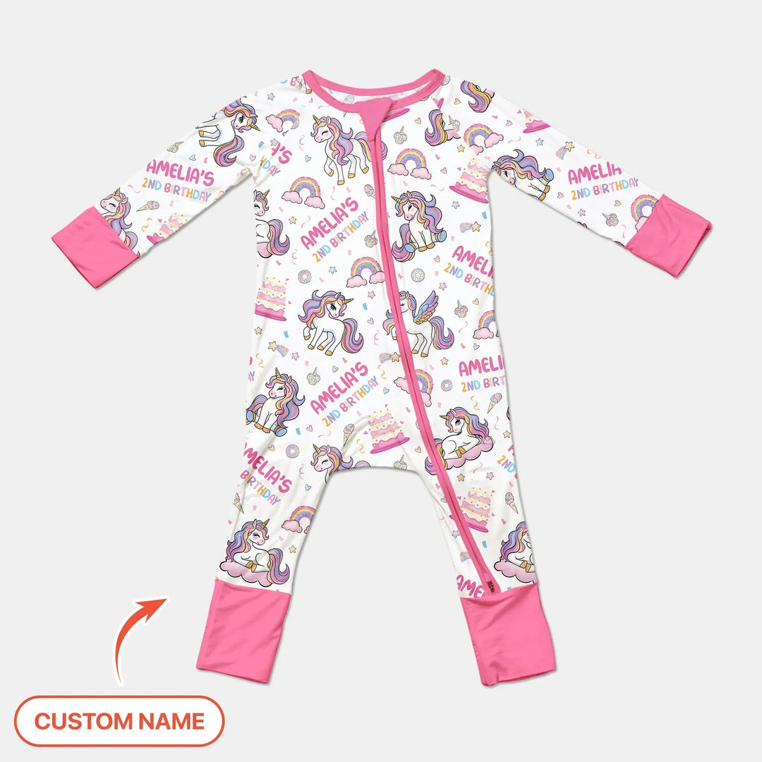 Custom Name Little Unicorn's Birthday Convertible Zippy