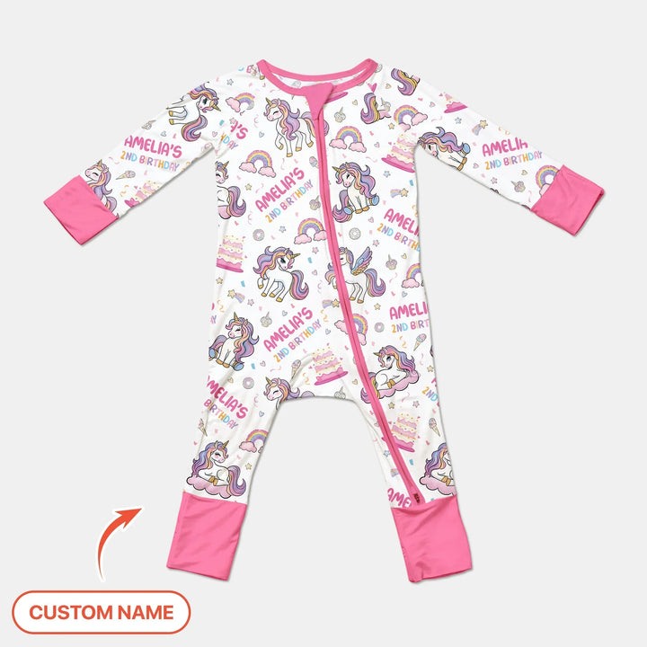 Custom Name Little Unicorn's Birthday Convertible Zippy