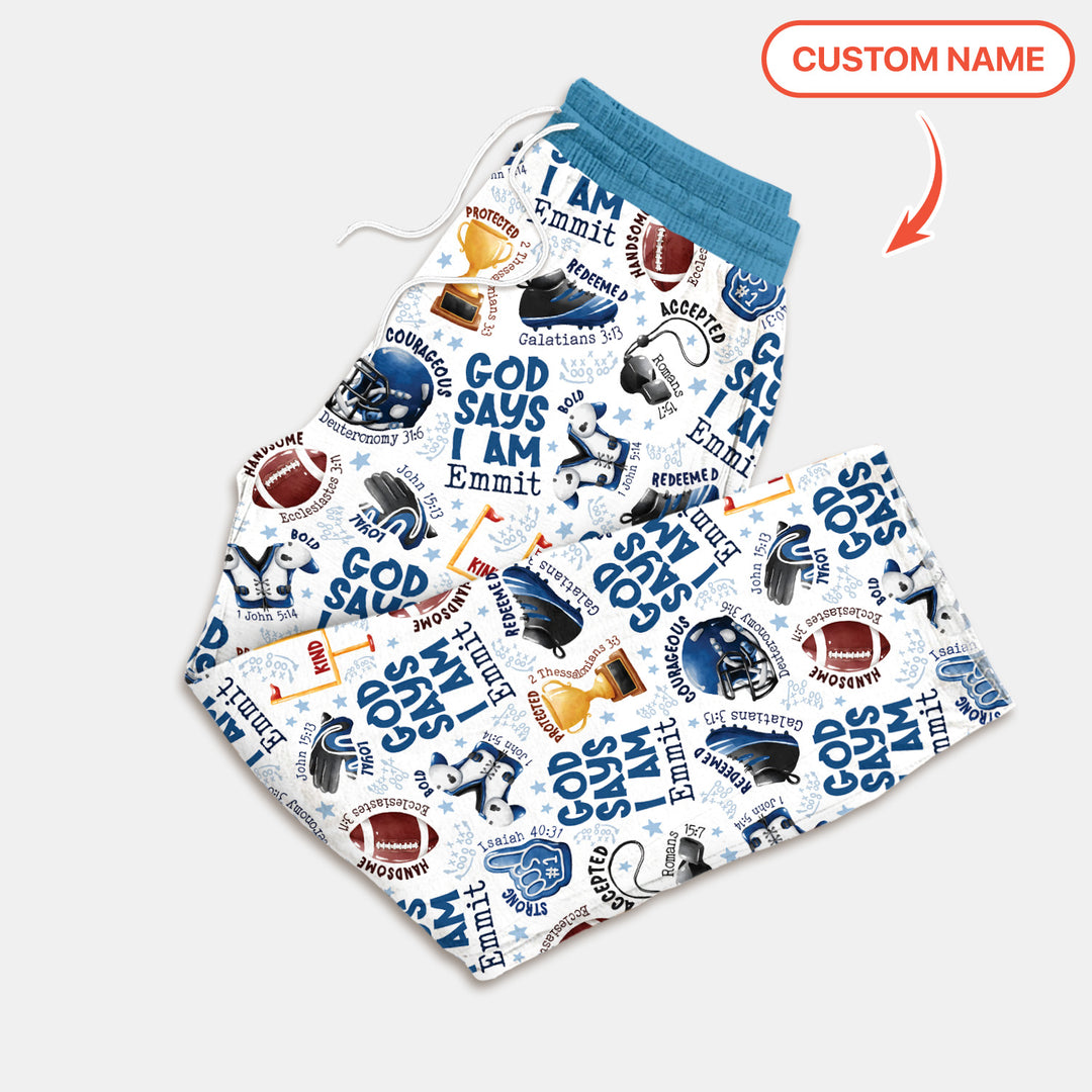 God Says I Am Touch Down Time Custom Name Men's Pajama Set