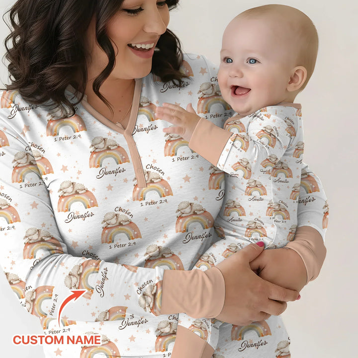 Chosen As His Own Custom Name Bamboo Women Pajama Set