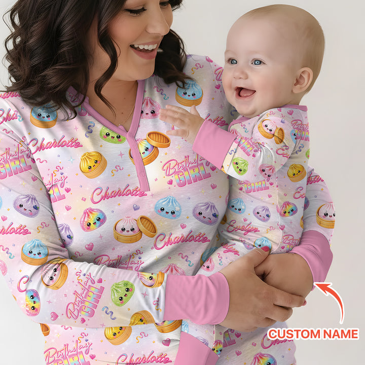 Birthday Girl Glitter Dumpling Bamboo Women Pajama Set