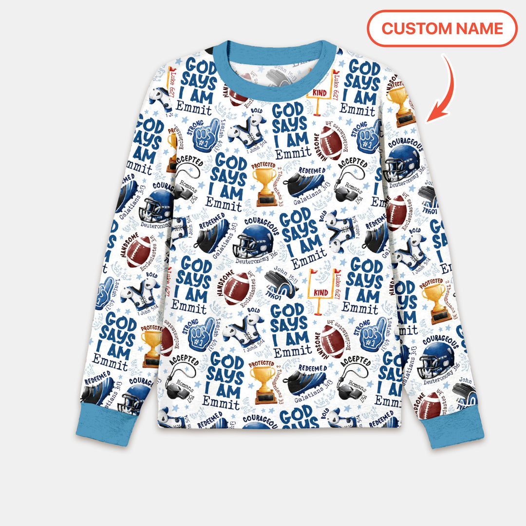 God Says I Am Touch Down Time Custom Name Men's Pajama Set
