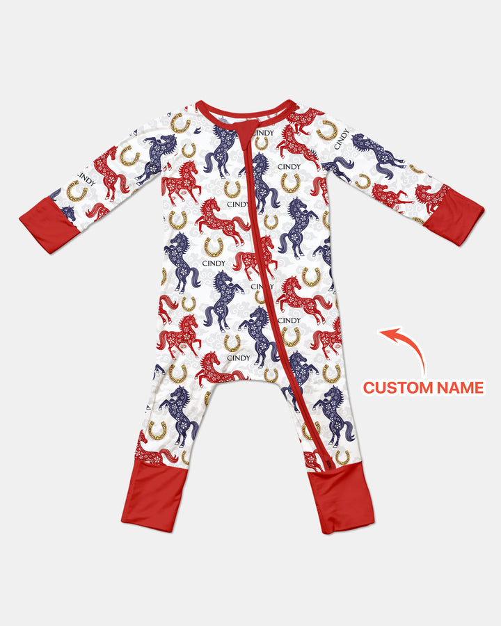 Custom Name Chinoiserie Horses Convertible Zippy