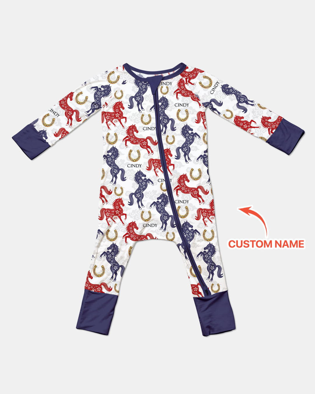 Custom Name Chinoiserie Horses Convertible Zippy