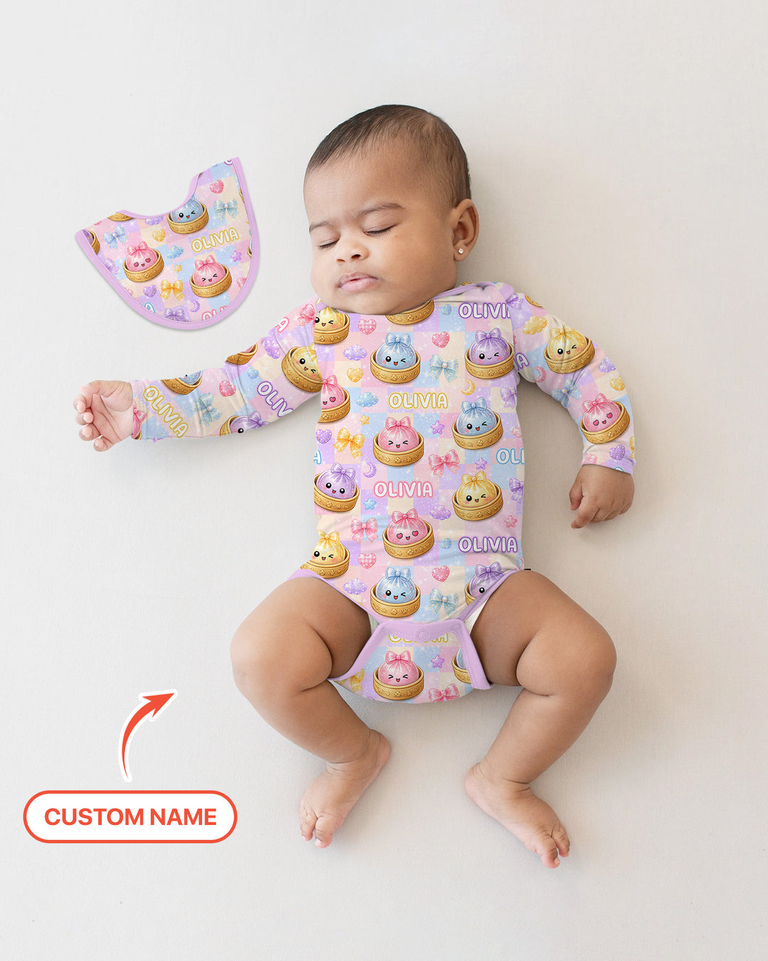 Custom Name Coquette Glitter Dumpling Bamboo Bodysuit