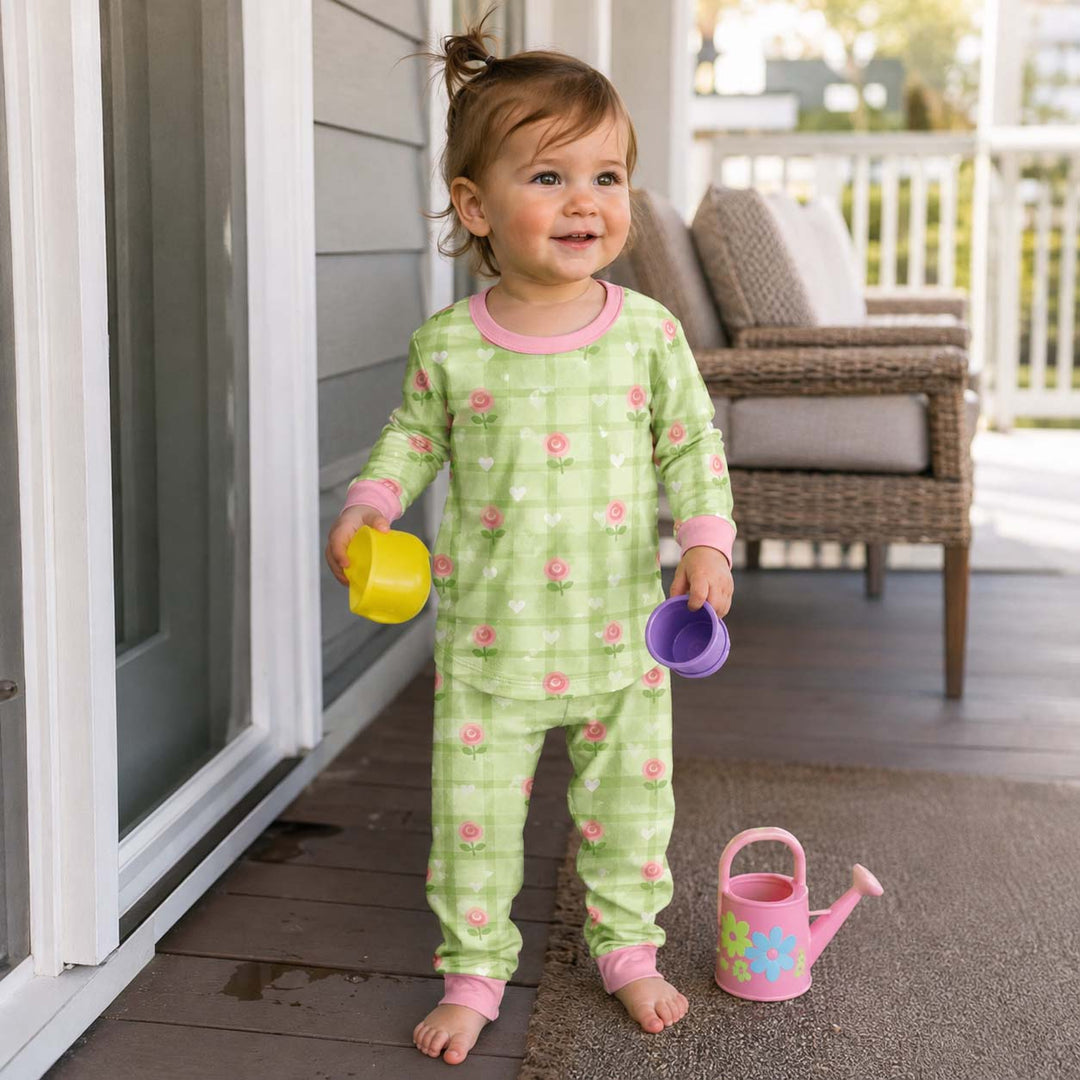 Lovely Garden Blooms Bamboo Two Piece Long Sleeve Pajama Set
