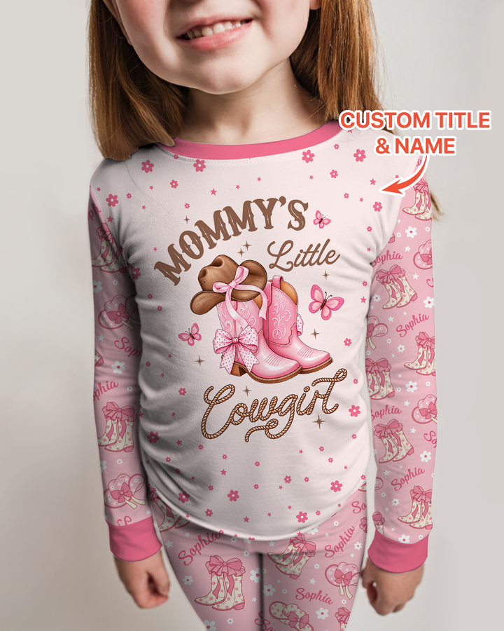 Personalized Family's Little Cowgirl Bamboo Two Piece Long Sleeve Pajama Set
