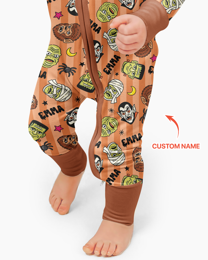 Custom Name Spooky Monsters Bamboo Convertible Zippy