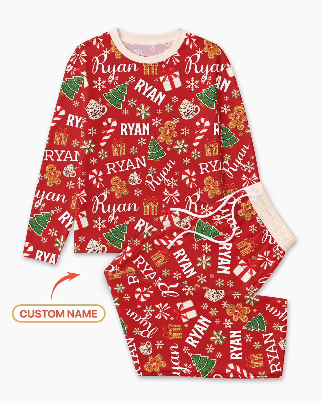 Merry Christmas Custom Name Bamboo Men's Pajama Set