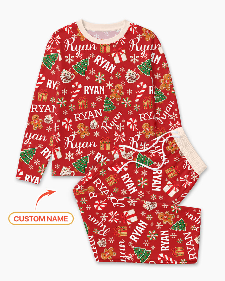 Merry Christmas Custom Name Bamboo Men's Pajama Set