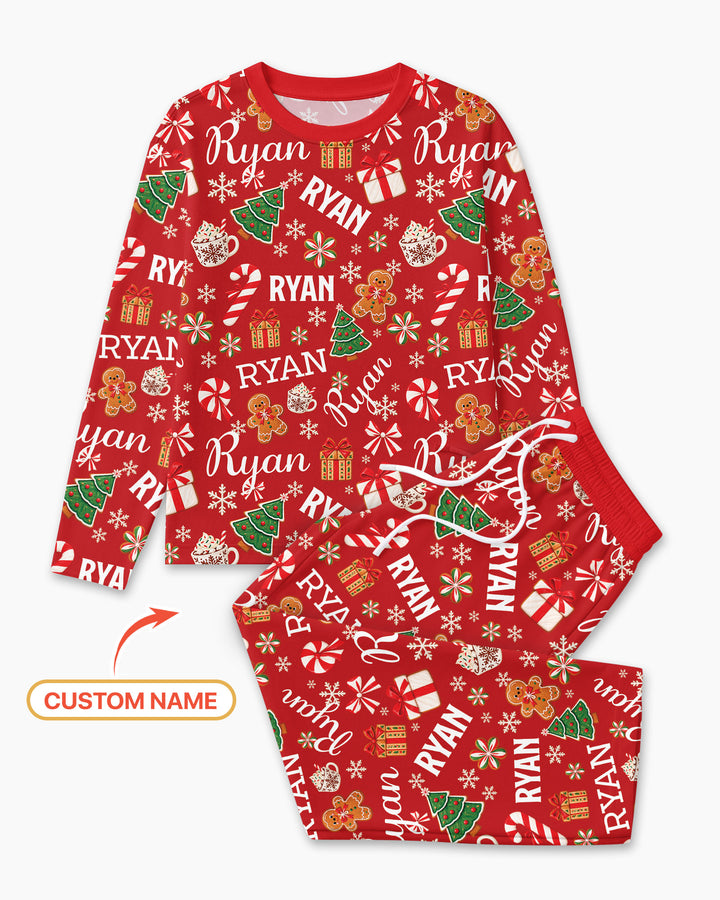 Merry Christmas Custom Name Bamboo Men's Pajama Set