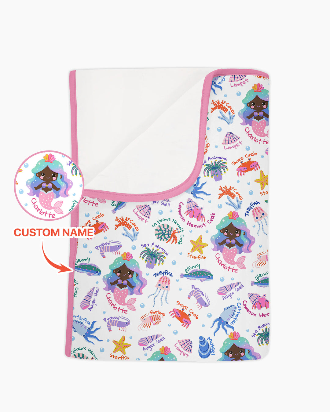 Personalized Cute Mermaid Bamboo Blanket