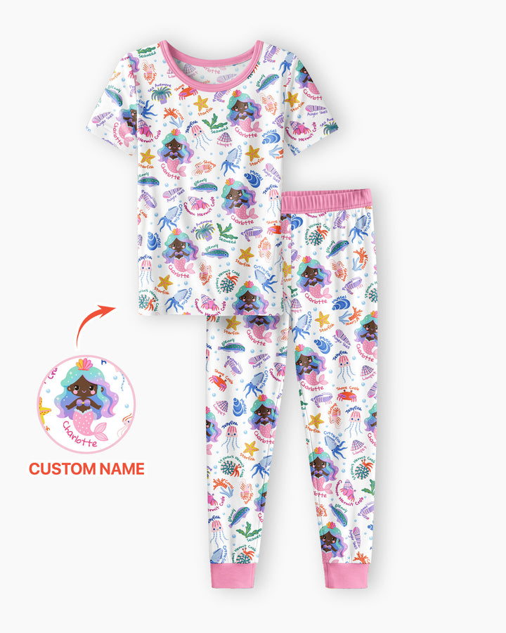 Conjunto de pijama de dos piezas de bambú de manga corta, plantilla personalizada