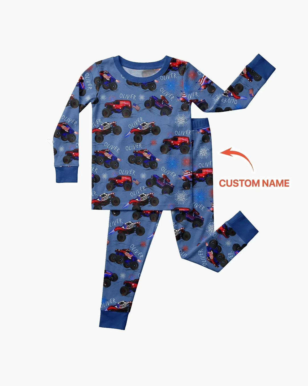 All American Thunder Custom Name Bamboo Two Piece Long Sleeve Pajama Set