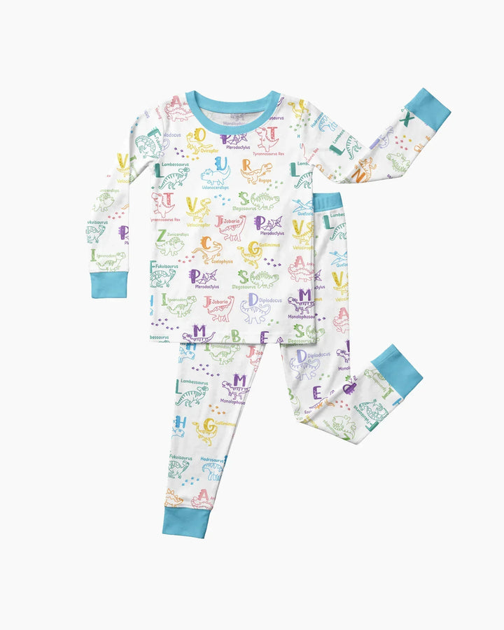 Dino Alphabet ABC Bamboo Two Piece Long Sleeve Pajama Set