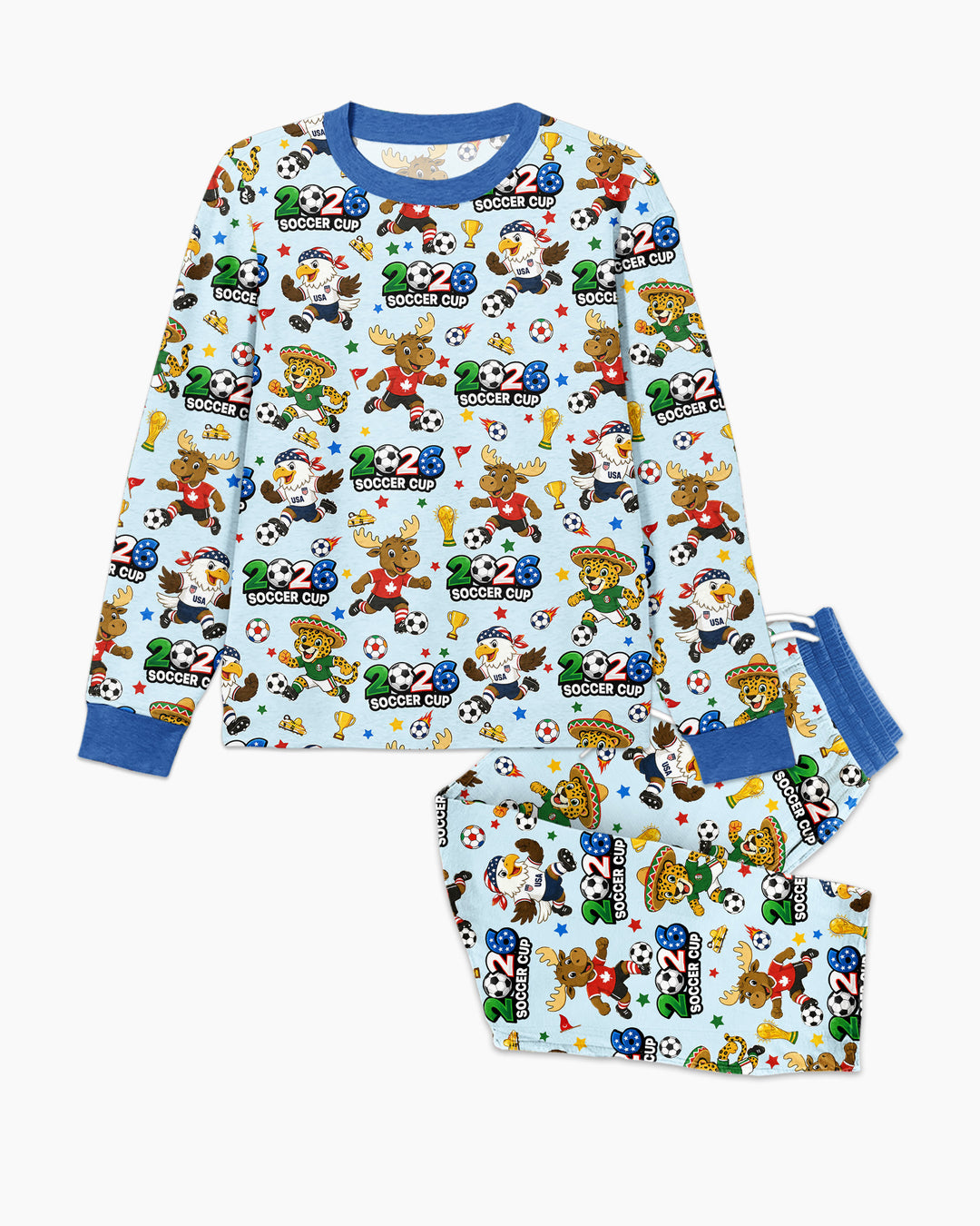 Soccer Cup Cute Mascots Bamboo Men's Pajama Set