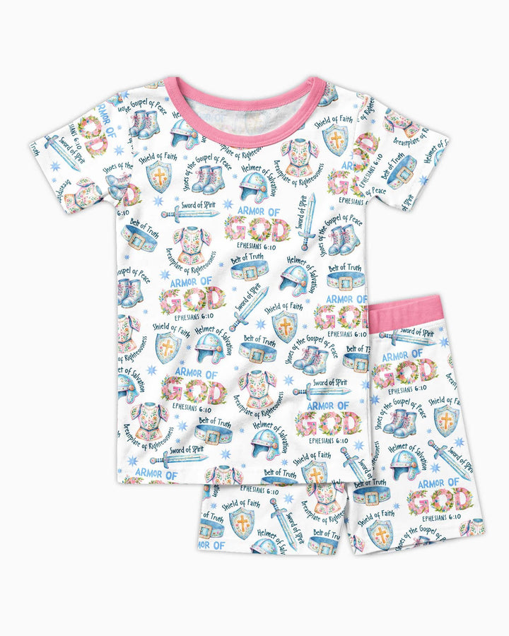 Put On The Full Armor Of God Bamboo Two Piece Short Sleeve Shorts Pajama Set