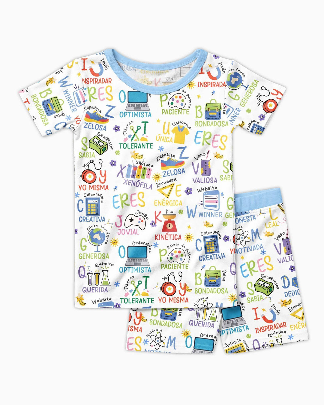 You Are Spanish Alphabet Version Bamboo Two Piece Short Sleeve Shorts Pajama Set