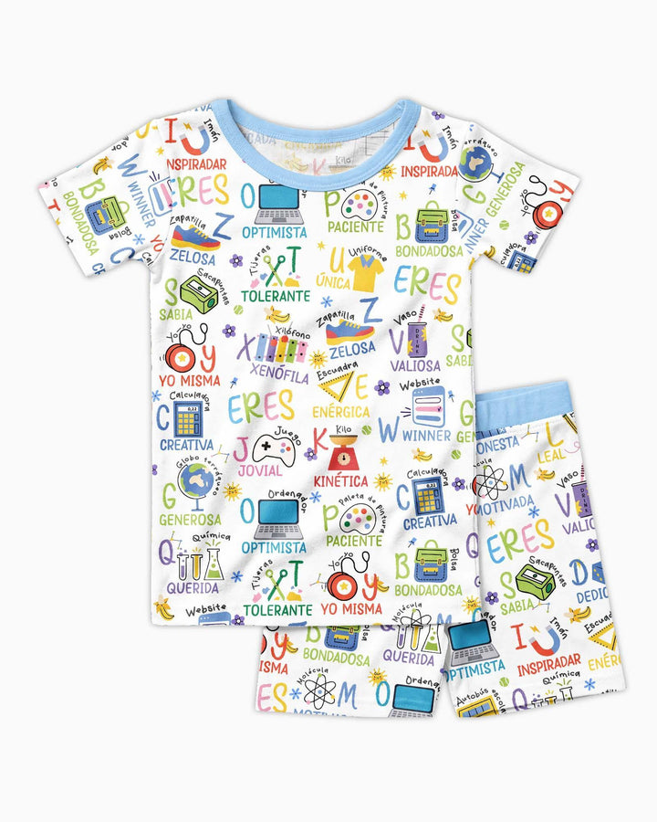 You Are Spanish Alphabet Version Bamboo Two Piece Short Sleeve Shorts Pajama Set