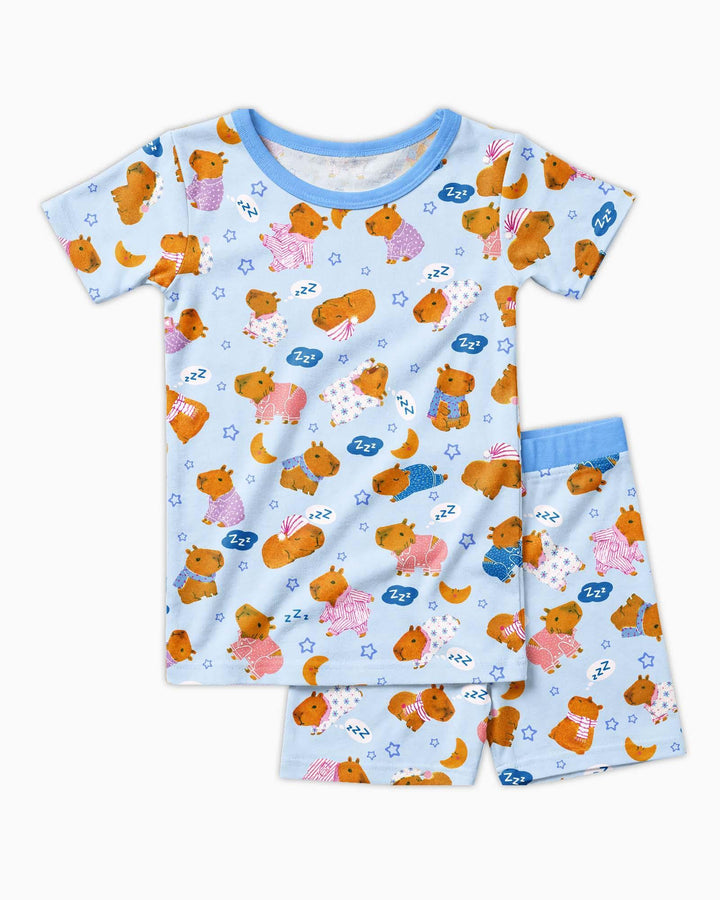 Conjunto de Pijama de Dos Piezas de Bambú con Mangas Cortas y Pantalones Cortos