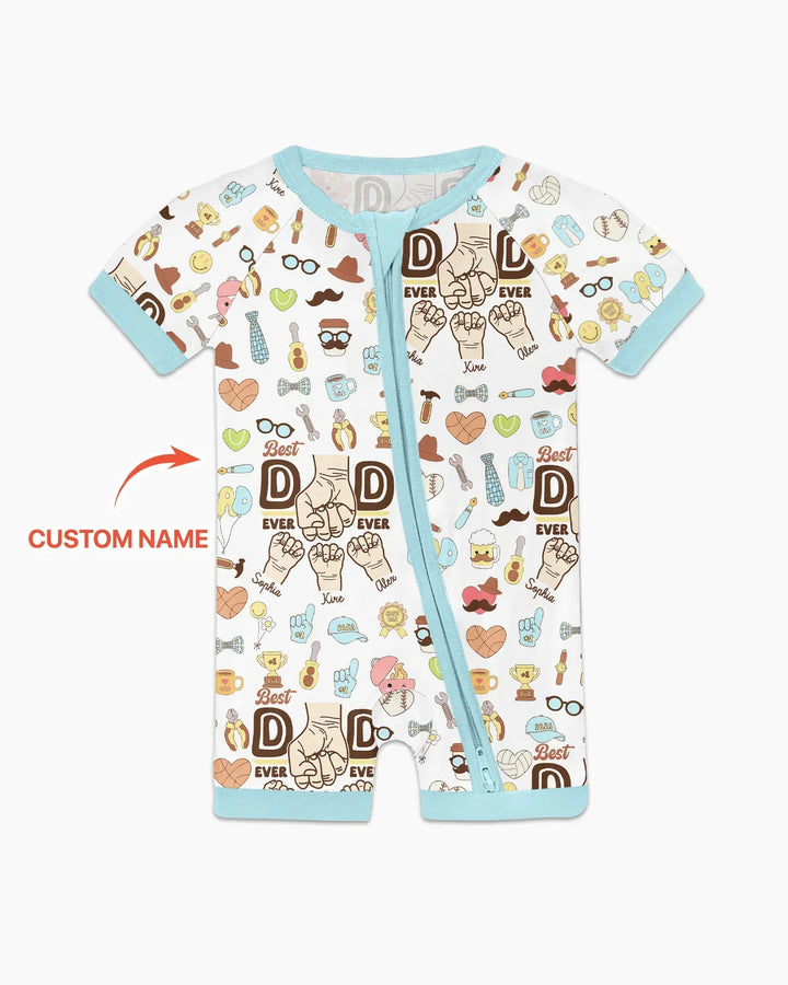 Custom Kids Name Best Dad Ever Bamboo Shorty Zippy