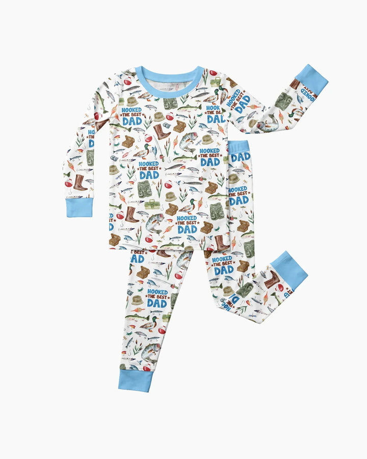 Hooked The Best Dad Daddy & Me Matching Bamboo Two Piece Long Sleeve Pajama Set