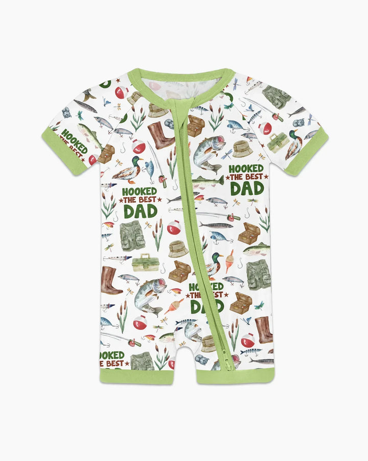 Hooked The Best Dad Daddy & Me Matching Bamboo Shorty Zippy