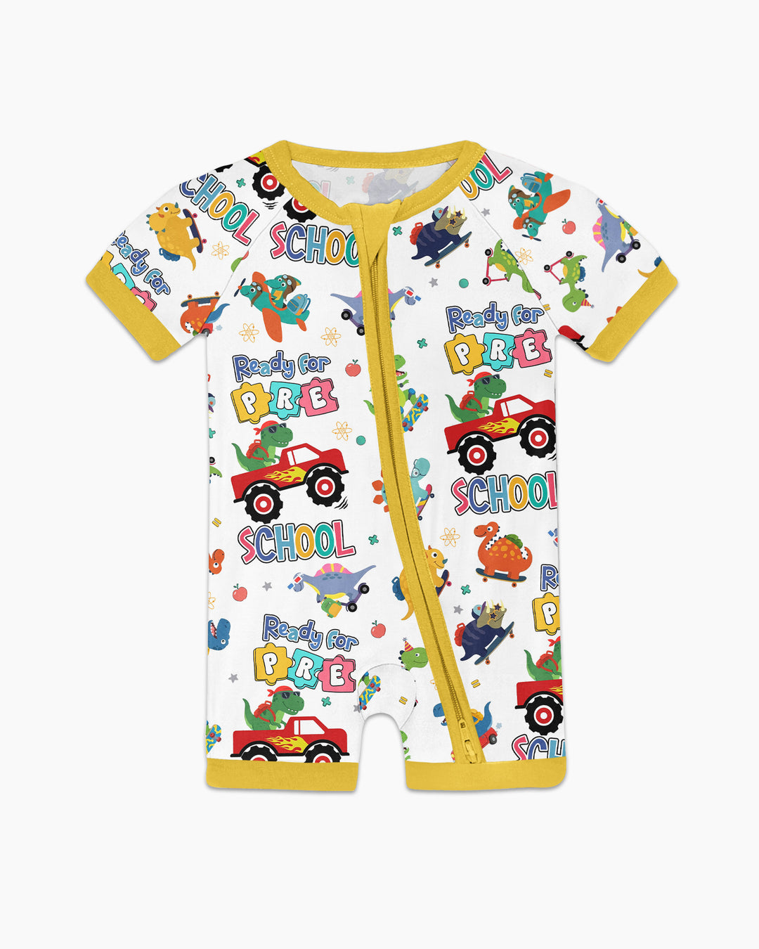 First Day of Preschool T-Rex Bamboo Shorty Zippy