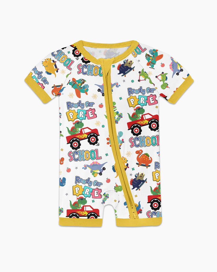 First Day of Preschool T-Rex Bamboo Shorty Zippy