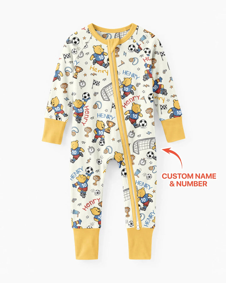 Personalized Classic Bear World Soccer Bamboo Convertible Zippy