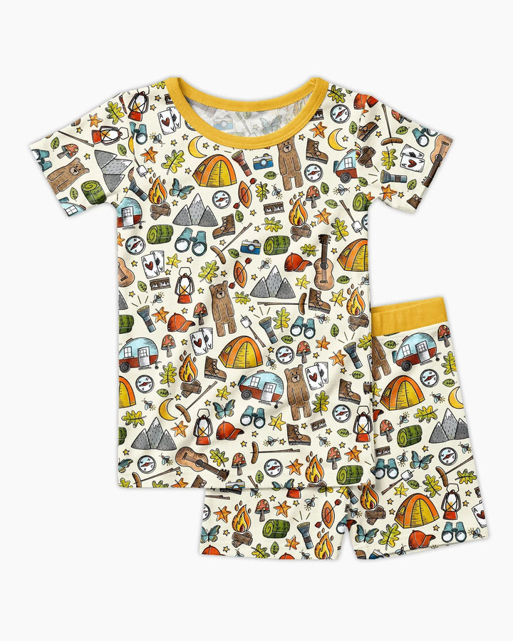 Funny Camper Family Matching Bamboo Two Piece Short Sleeve Shorts Pajama Set