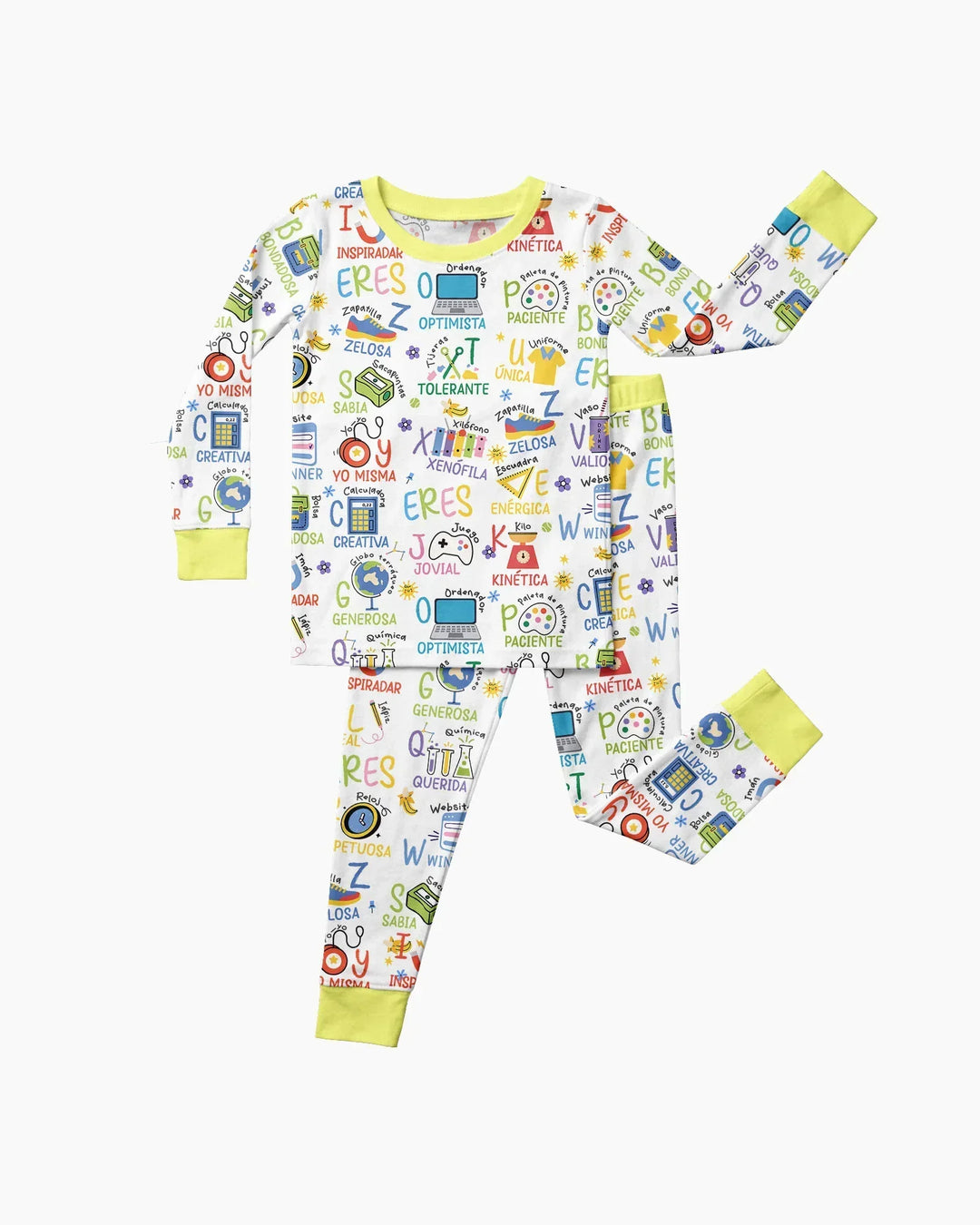 Pijama de bambú de dos piezas de manga larga con el alfabeto español You Are