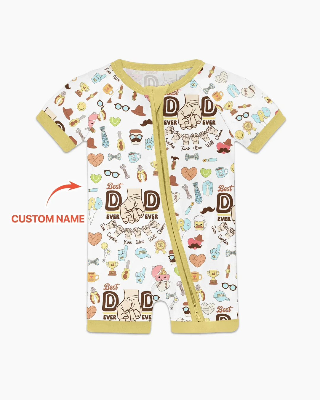Custom Kids Name Best Dad Ever Bamboo Shorty Zippy