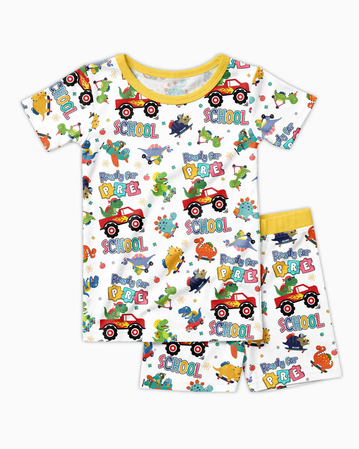 Conjunto de Pijama de Dos Piezas de Bambú con Mangas Cortas y Pantalones Cortos