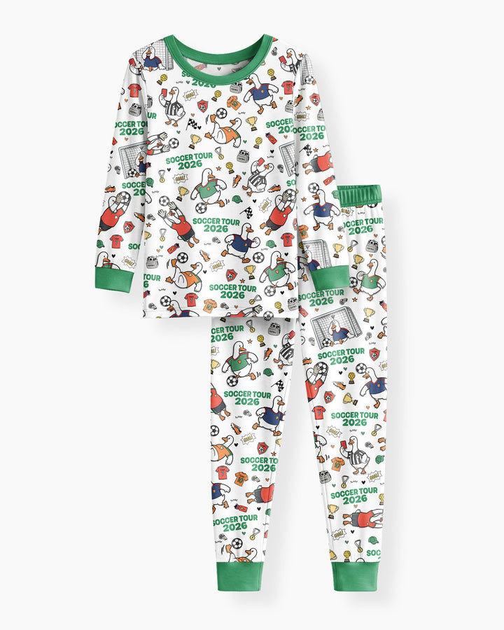Funny Goose Soccer Tour 2026 Bamboo Two Piece Long Sleeve Pajama Set