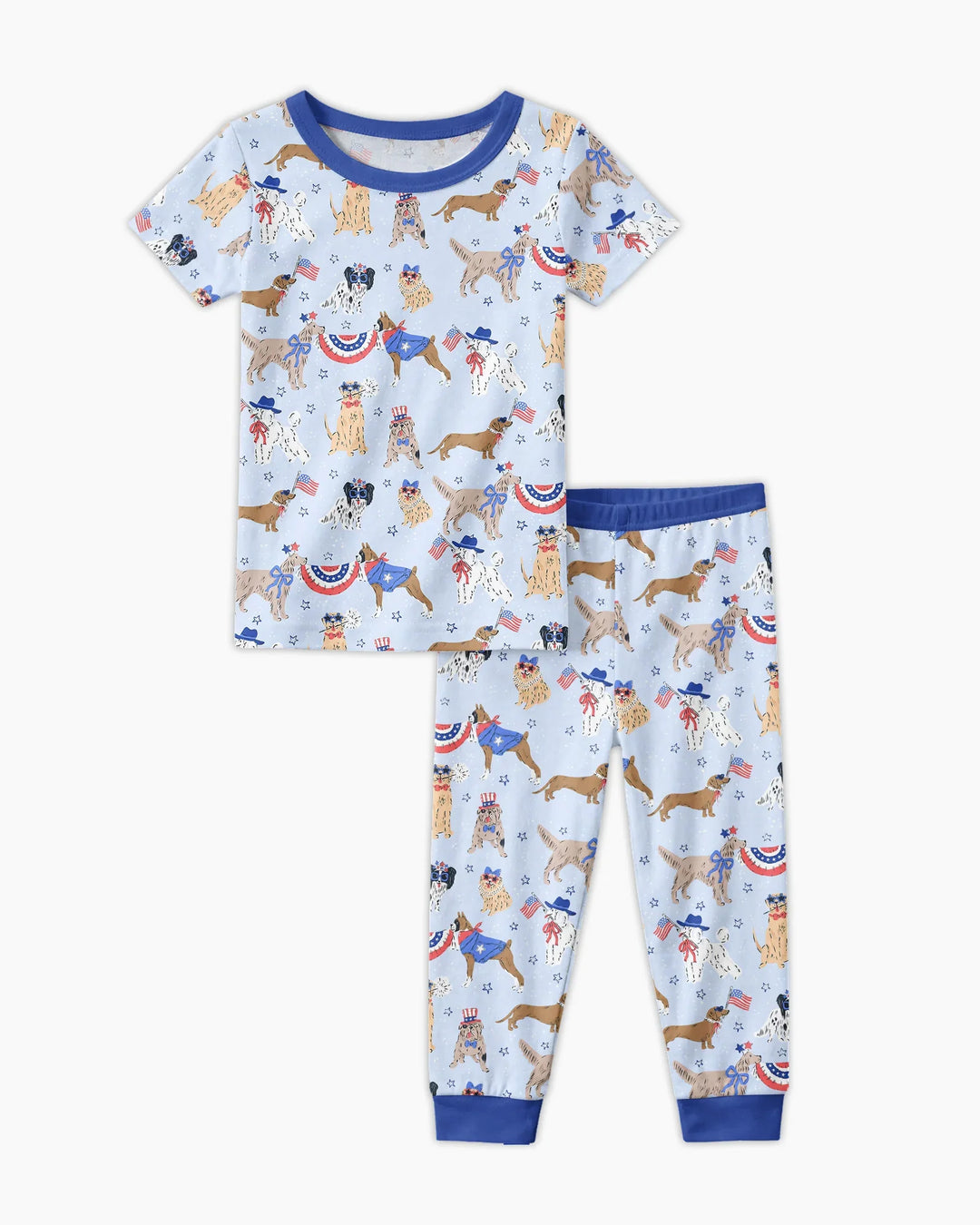 Patriotic Pups Family Matching Bamboo Two Piece Short Sleeve Pajama Set